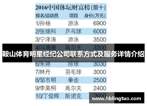 鞍山体育明星经纪公司联系方式及服务详情介绍